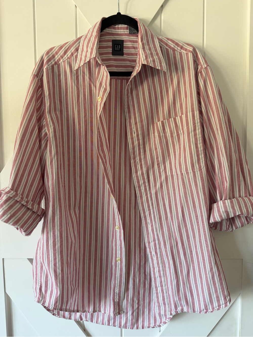 GAP Red and White Striped Button-Up Shirt
